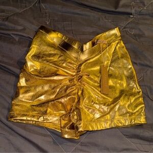 SKIMS SCRUNCHED GOLD SWIM SHORTS